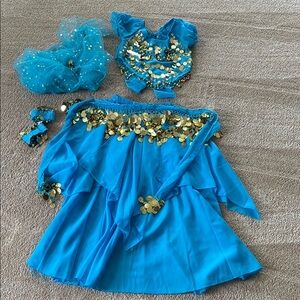 Blue and Gold Dance Costume with Sequins
